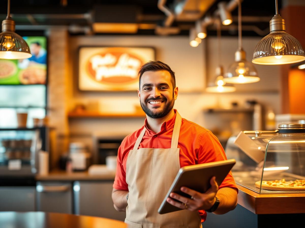 Dono de restaurante utilizando o AppChef