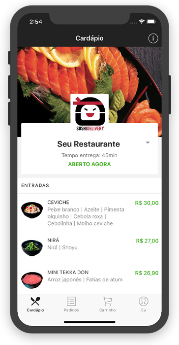 Aplicativo mobile do AppChef em uso